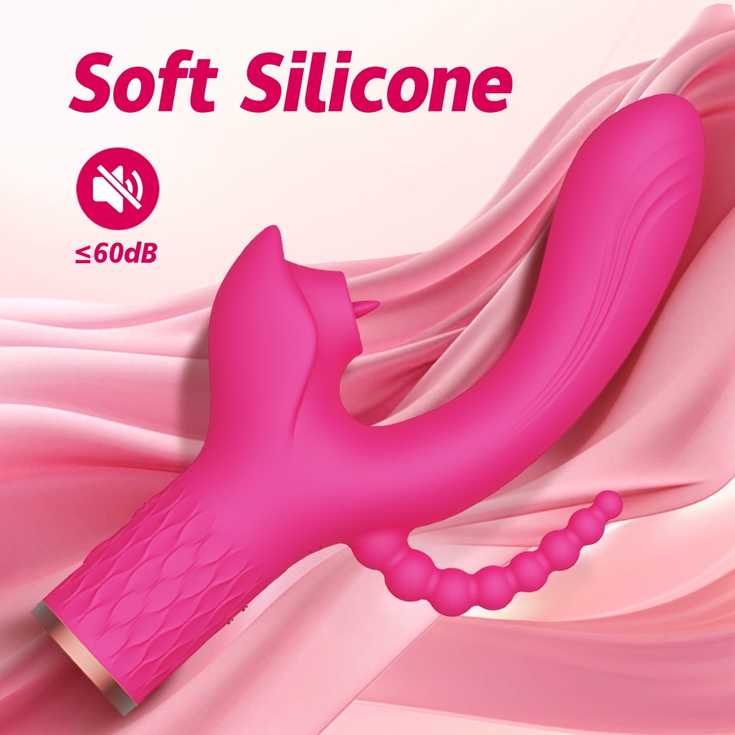 7 Licking & 7 Vibrating Mode Rabbit Vibrator,Women G-Spot Vibrator Dildo with Butt Plug Anal Beads,Adult Sex Toys for Couples(Rose Red)