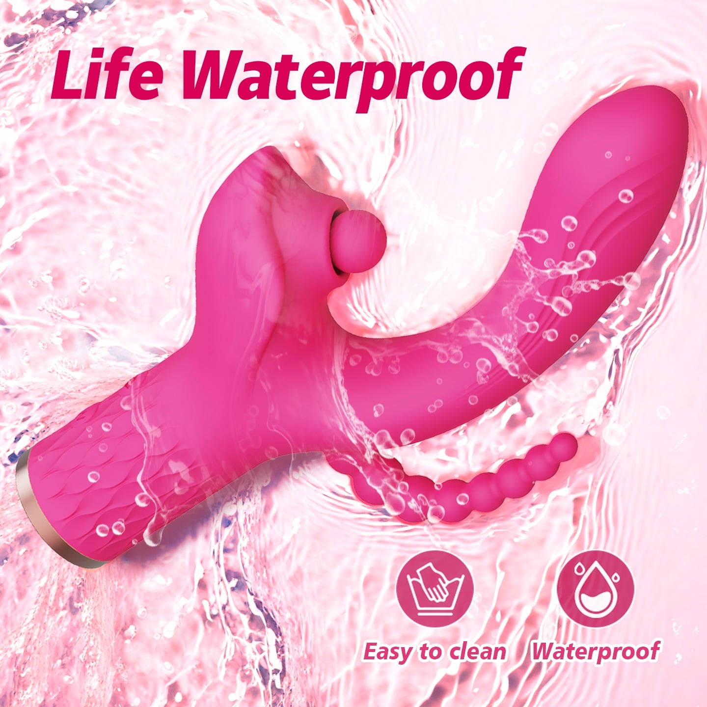 Women Rabbit Vibrator with 7 Pulsing & Vibrating Modes,G-Spot Vibrator Dildo with Anal Beads Plug,Couples Adult Sex Toys(Rose Red)