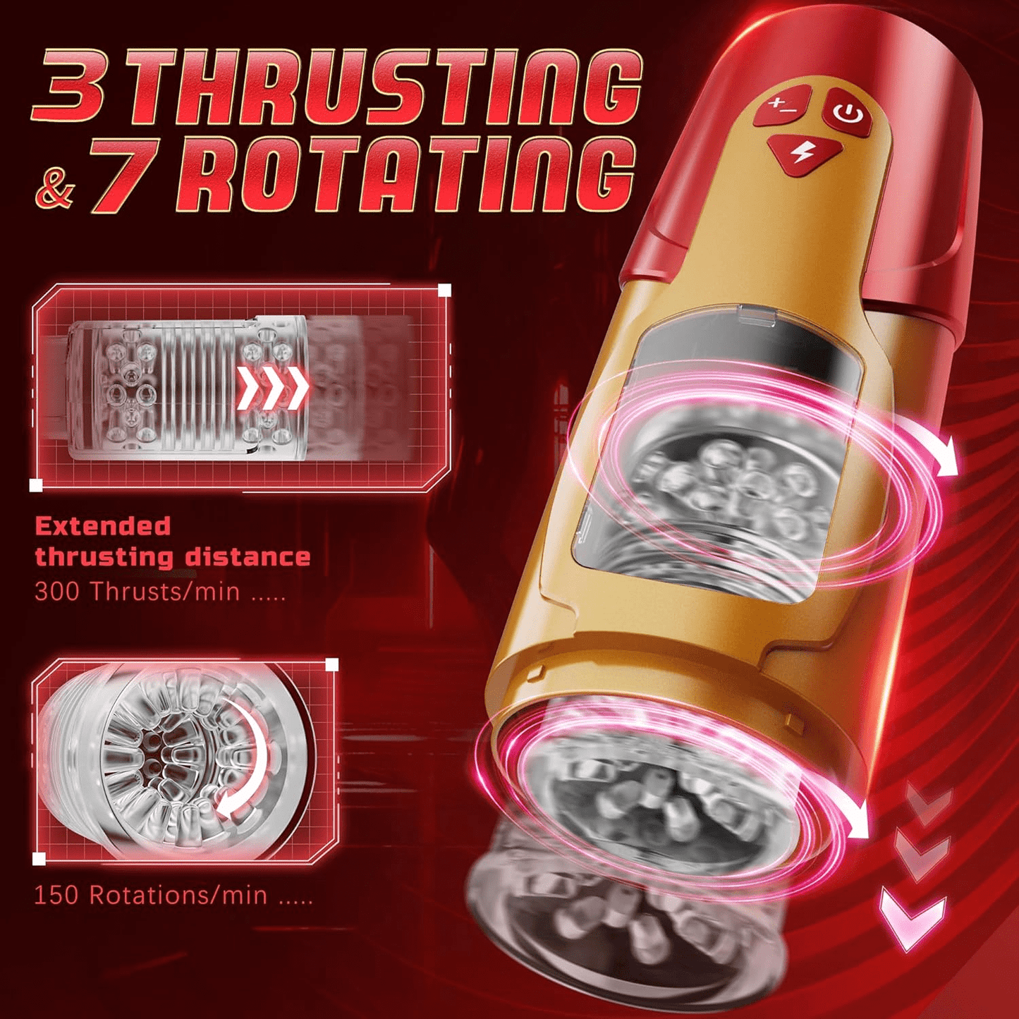Automatic Male Masturbator Cup with 7 Rotating & 3 Thrusting Mode,Male Strokers with Suction Base Adult Sex Toys for Men