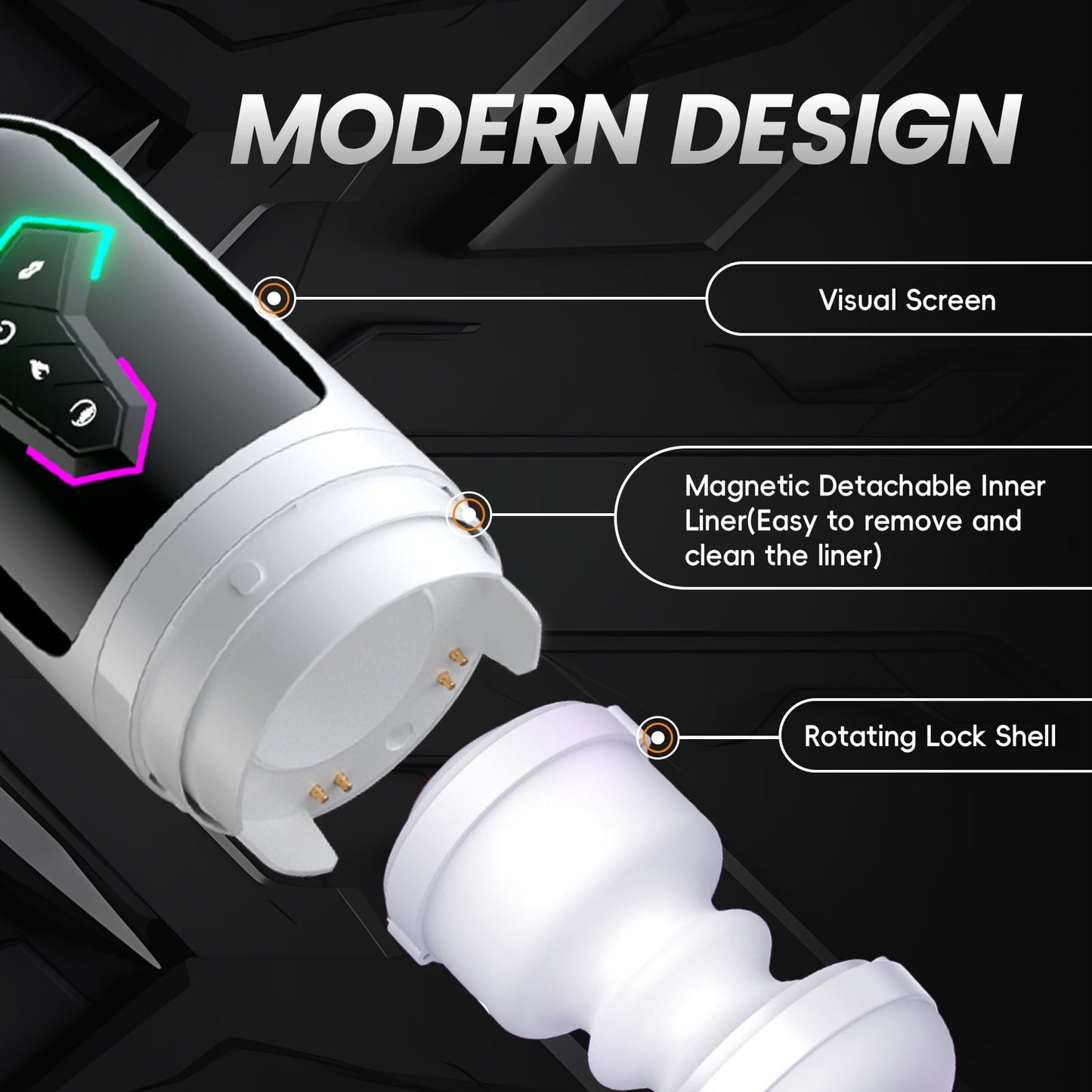 APP Control Male Masturbators Cup,Male Stroker with 10 Vibrating,7 Thrusting & 5 Sucking Modes,Adult Sex Toys for Men-White