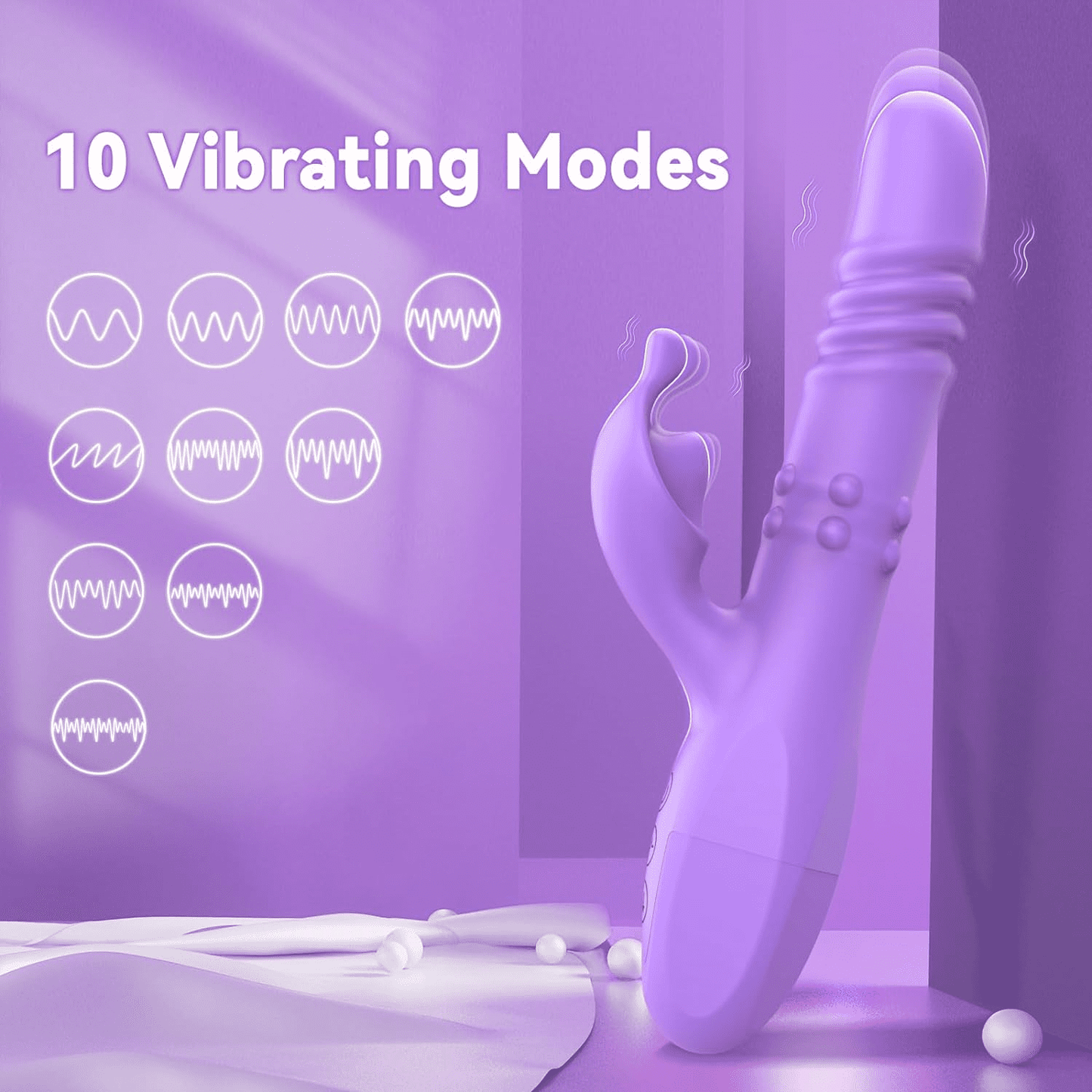 4 in1 Thrusting Dildo Vibrator Adult Toys with 6 Thrusting & Rotating, 10 Vibrating Modes Dildo,Clitoral Stimulator G Spot Vibrator Sex Toys for Couple Women