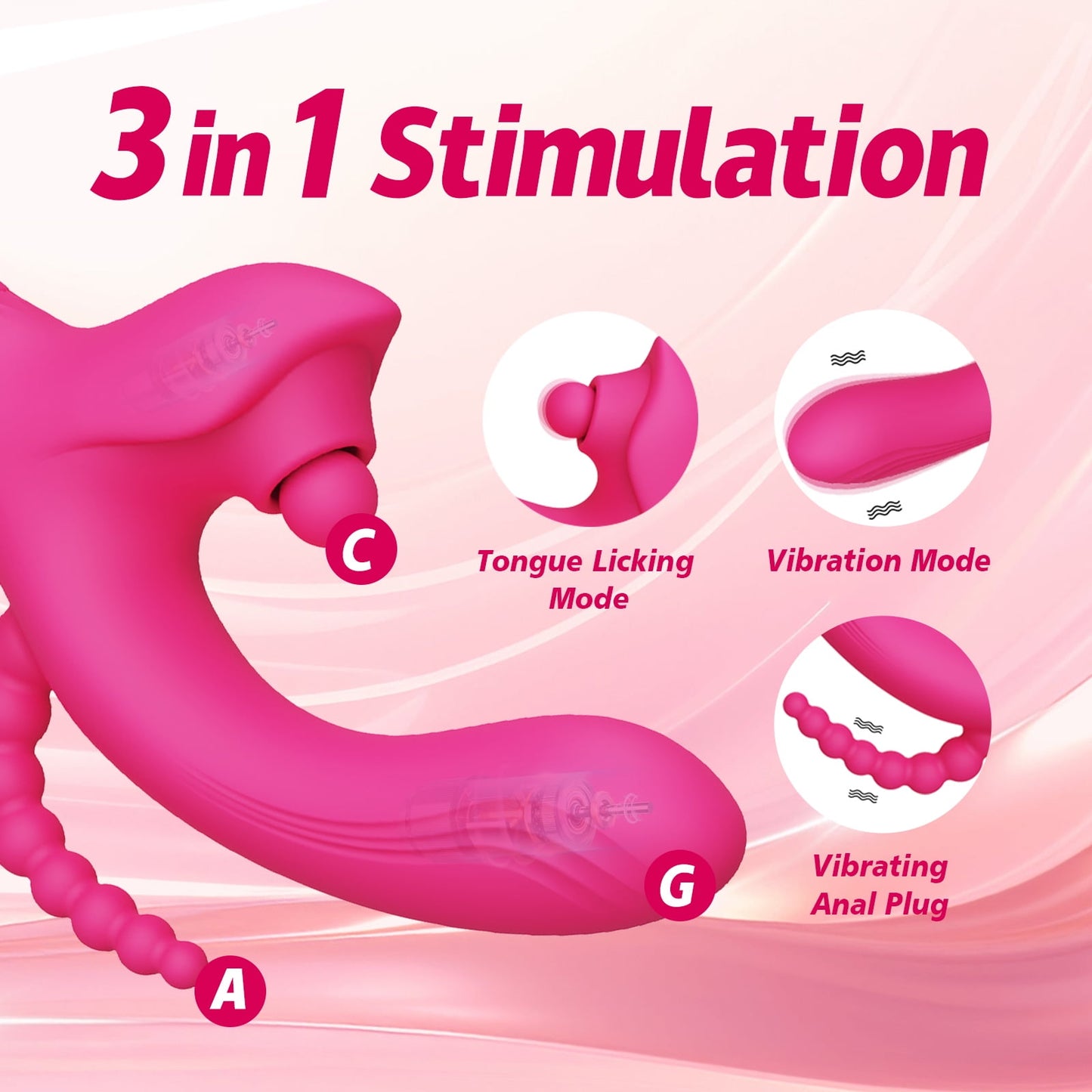 Women Rabbit Vibrator with 7 Pulsing & Vibrating Modes,G-Spot Vibrator Dildo with Anal Beads Plug,Couples Adult Sex Toys(Rose Red)