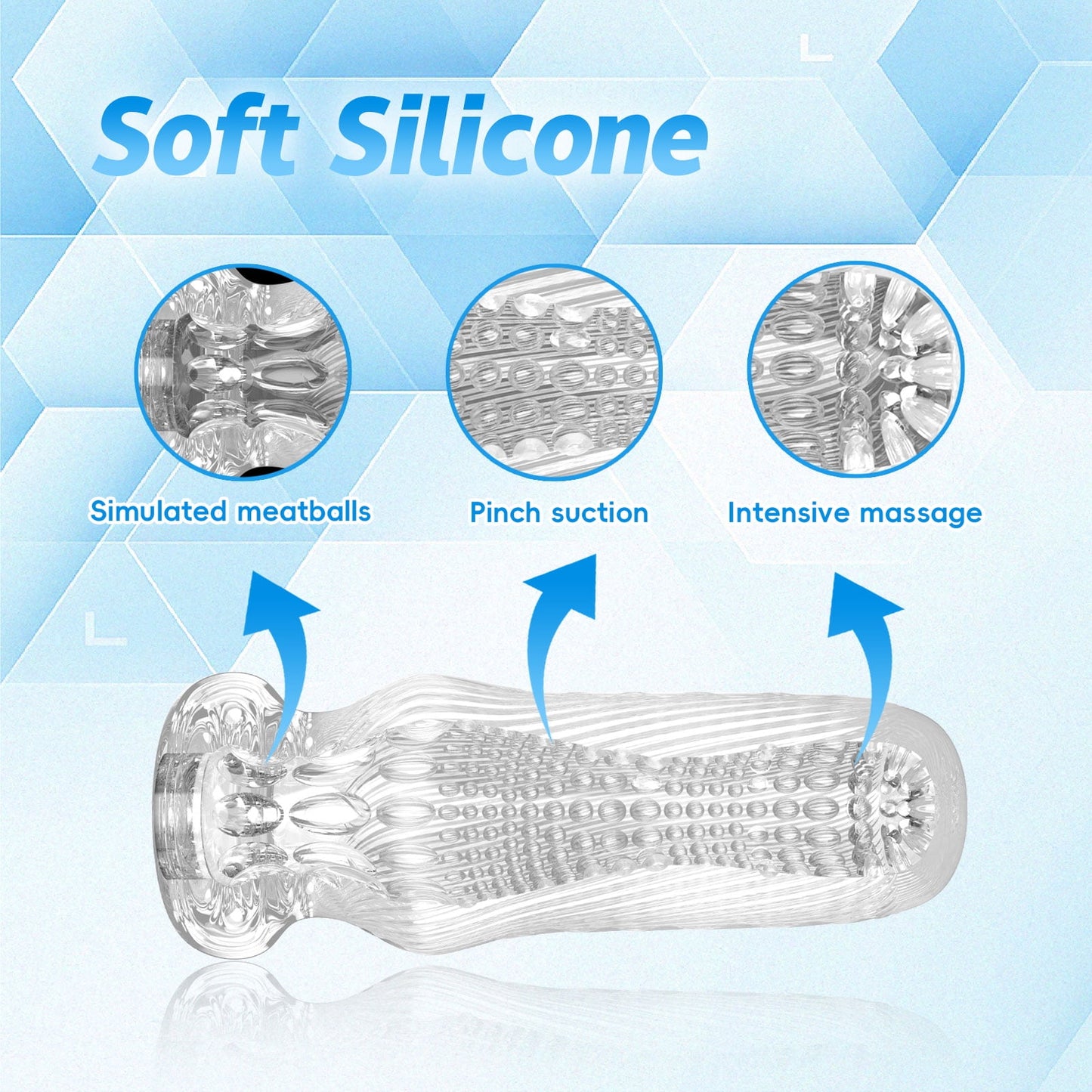 Soft Silicone Male Masturbator Cup Without Vibration,Manual Portable Male Stroker,Adult Sex Toys for Men-Clear