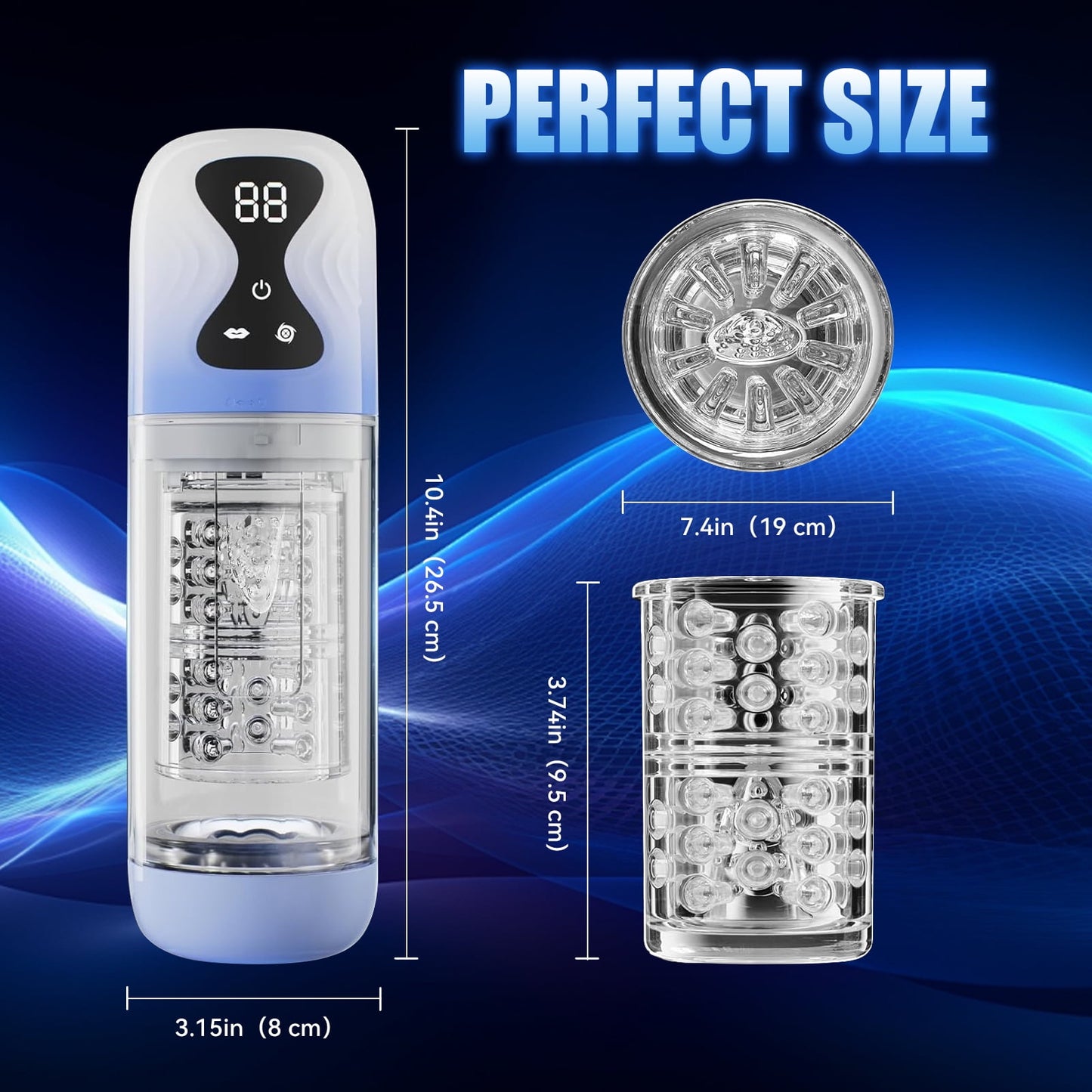 Automatic Male Masturbator Cup with 7 Rotating & 7 Sucking Mode,IPX7 Waterproof Male Strokers,Adult Sex Toys for Men-Blue