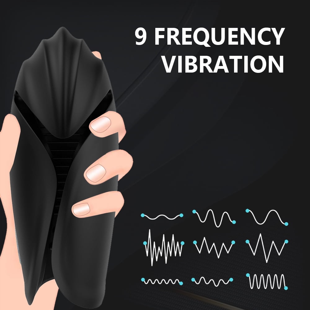 Adjustable Vibrating Male Masturbator,Flexible Stroker for Male with 9 Vibration Modes,Hands-Free Penis Vibrator Adult Sex Toys for Men-Black