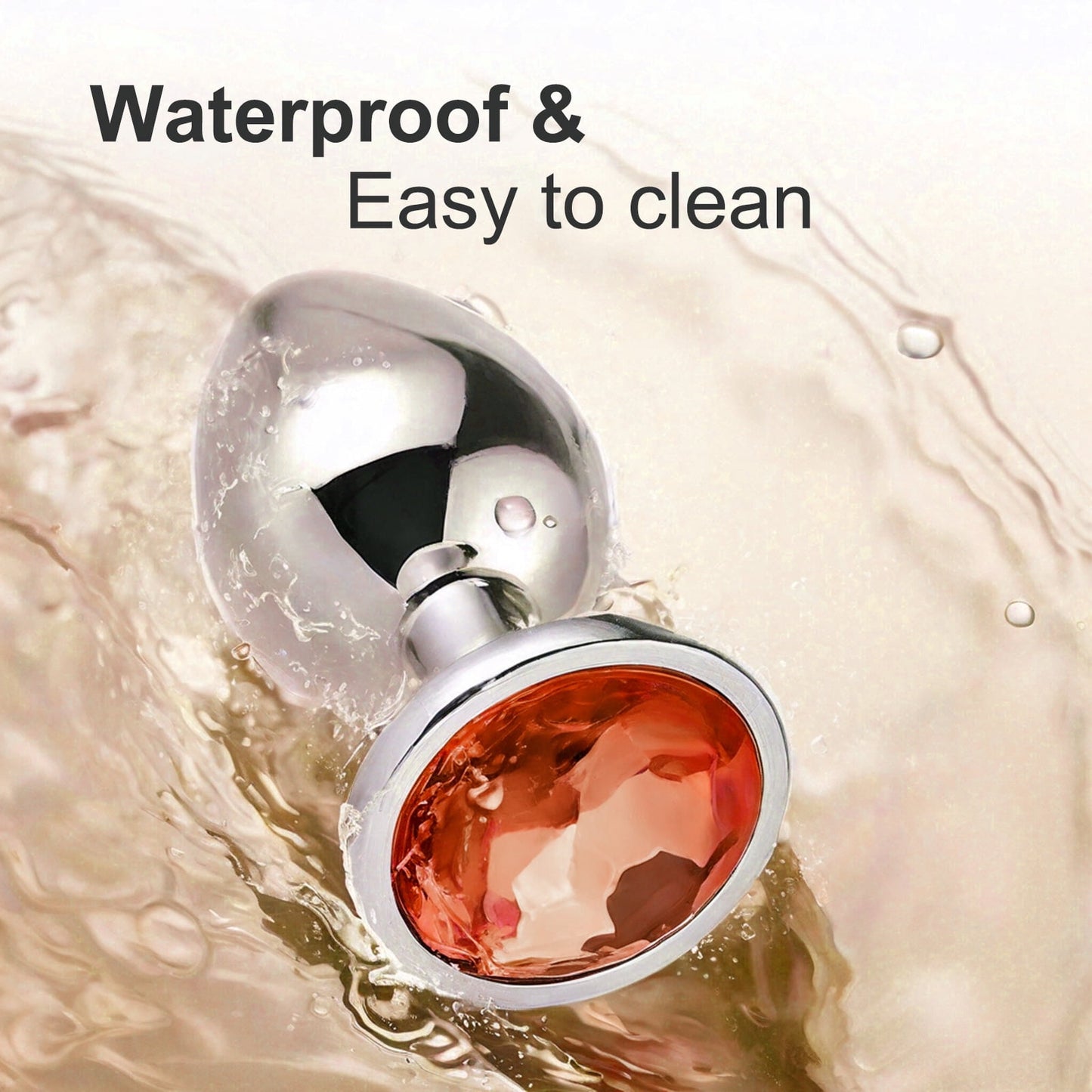 3PCS Anal Butt Plug Set Jewelry Design Stainless Steel Anal Sex Toys Set,Adult Sex Toys for Couples Male Female-Orange