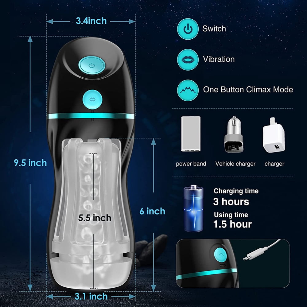 Automatic Sucking Male Masturbators Cup Adult Sex Toys for Men,7 Vibration & 3 Suction Hands Free Electric Pocket Male Stroker Black