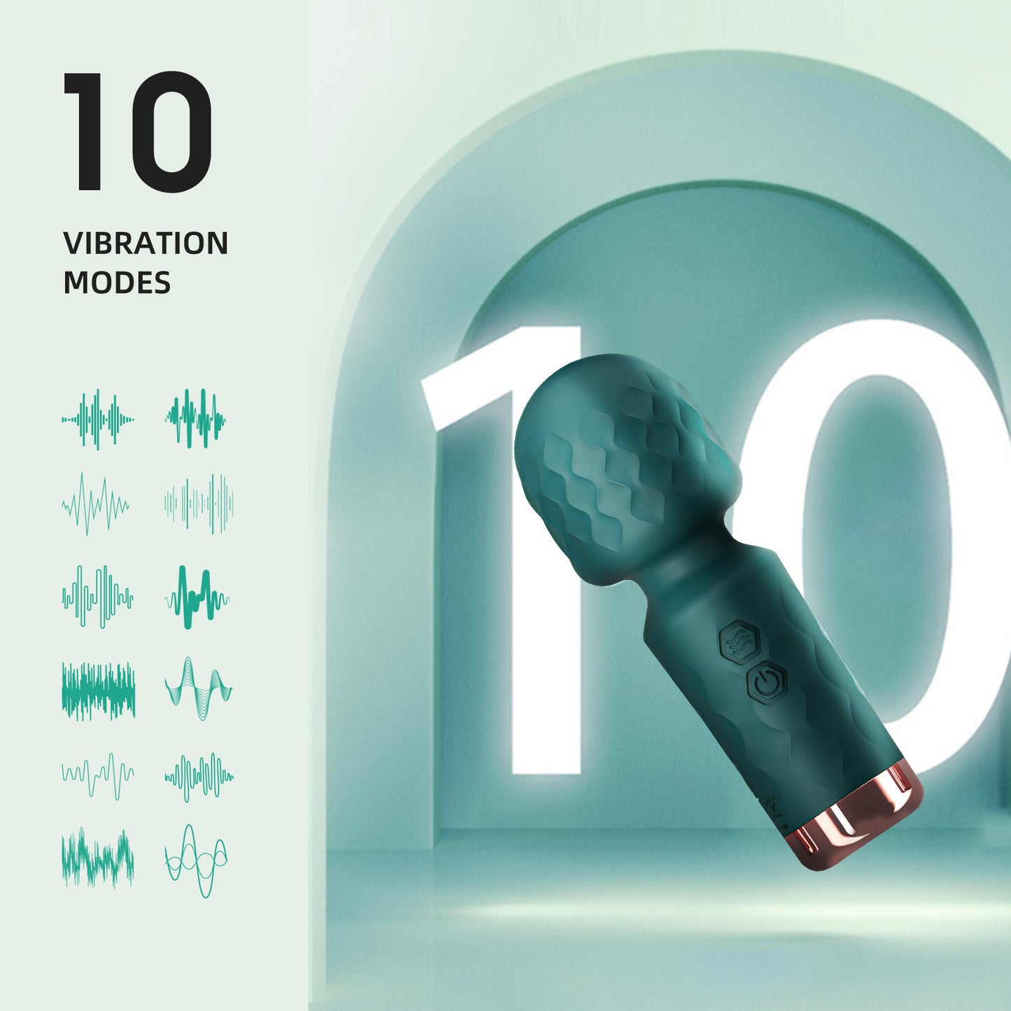 Wand Massager Rechargeable Mini Vibrator with 10 Modes,Clitoris Stimulator Sex Toys for Women-Green