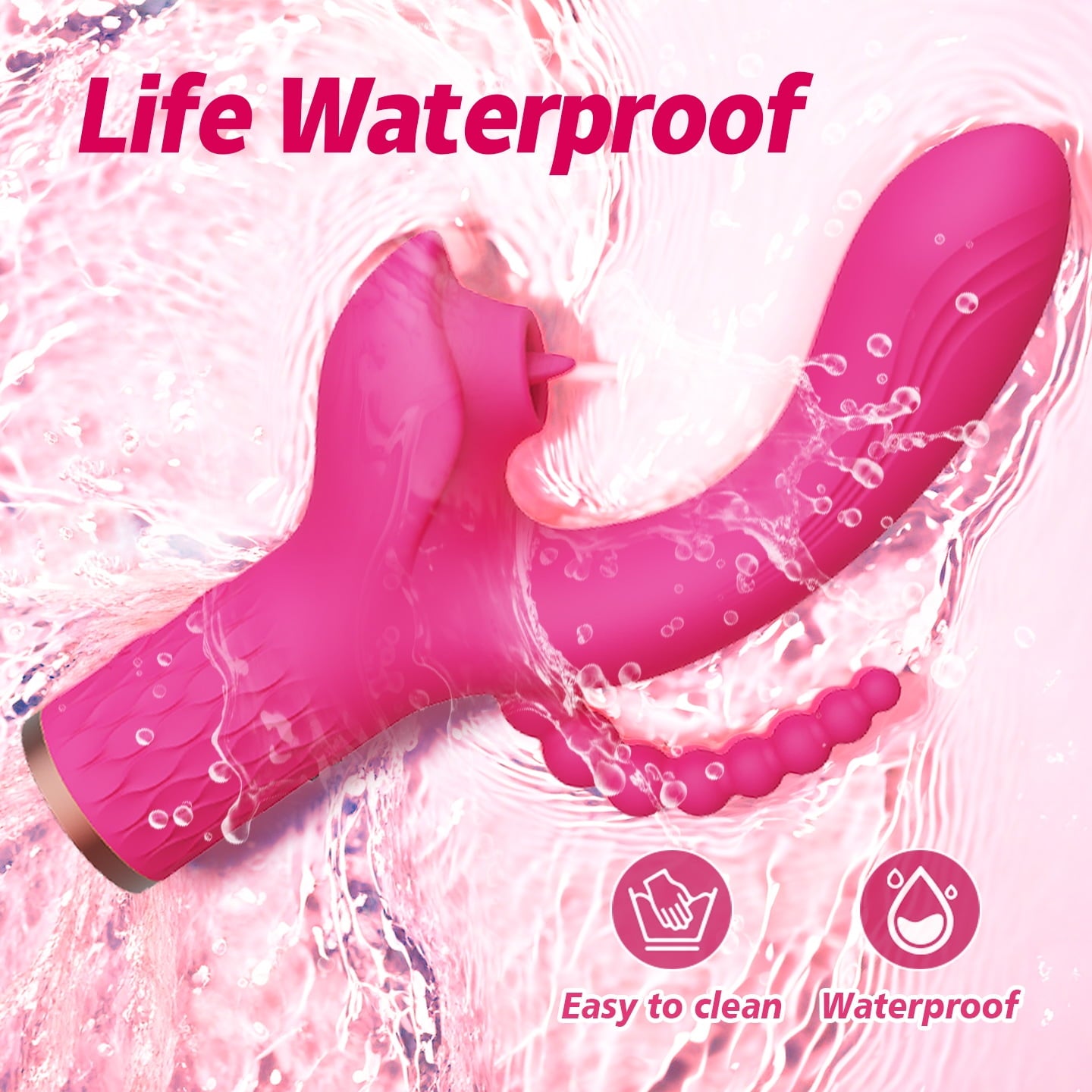 7 Licking & 7 Vibrating Mode Rabbit Vibrator,Women G-Spot Vibrator Dildo with Butt Plug Anal Beads,Adult Sex Toys for Couples(Rose Red)