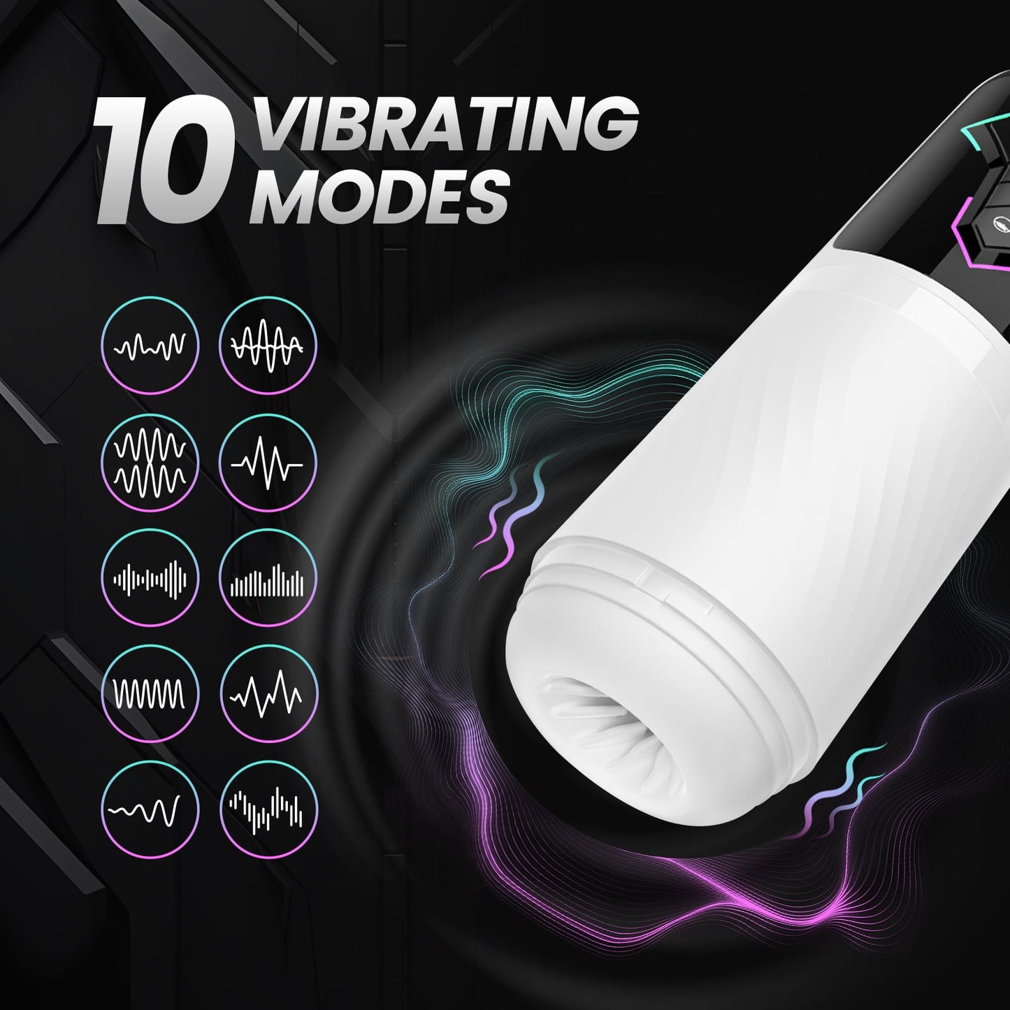 APP Control Male Masturbators Cup,Male Stroker with 10 Vibrating,7 Thrusting & 5 Sucking Modes,Adult Sex Toys for Men-White
