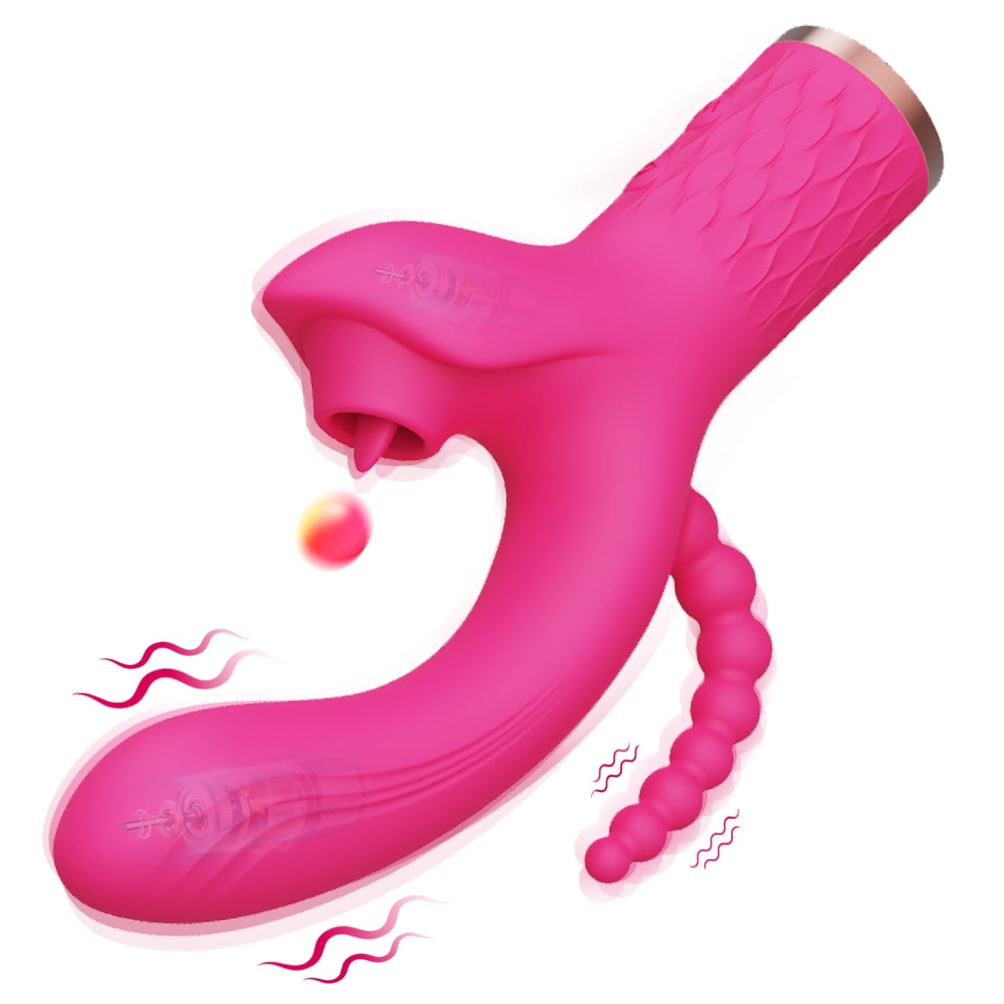 7 Licking & 7 Vibrating Mode Rabbit Vibrator,Women G-Spot Vibrator Dildo with Butt Plug Anal Beads,Adult Sex Toys for Couples(Rose Red)