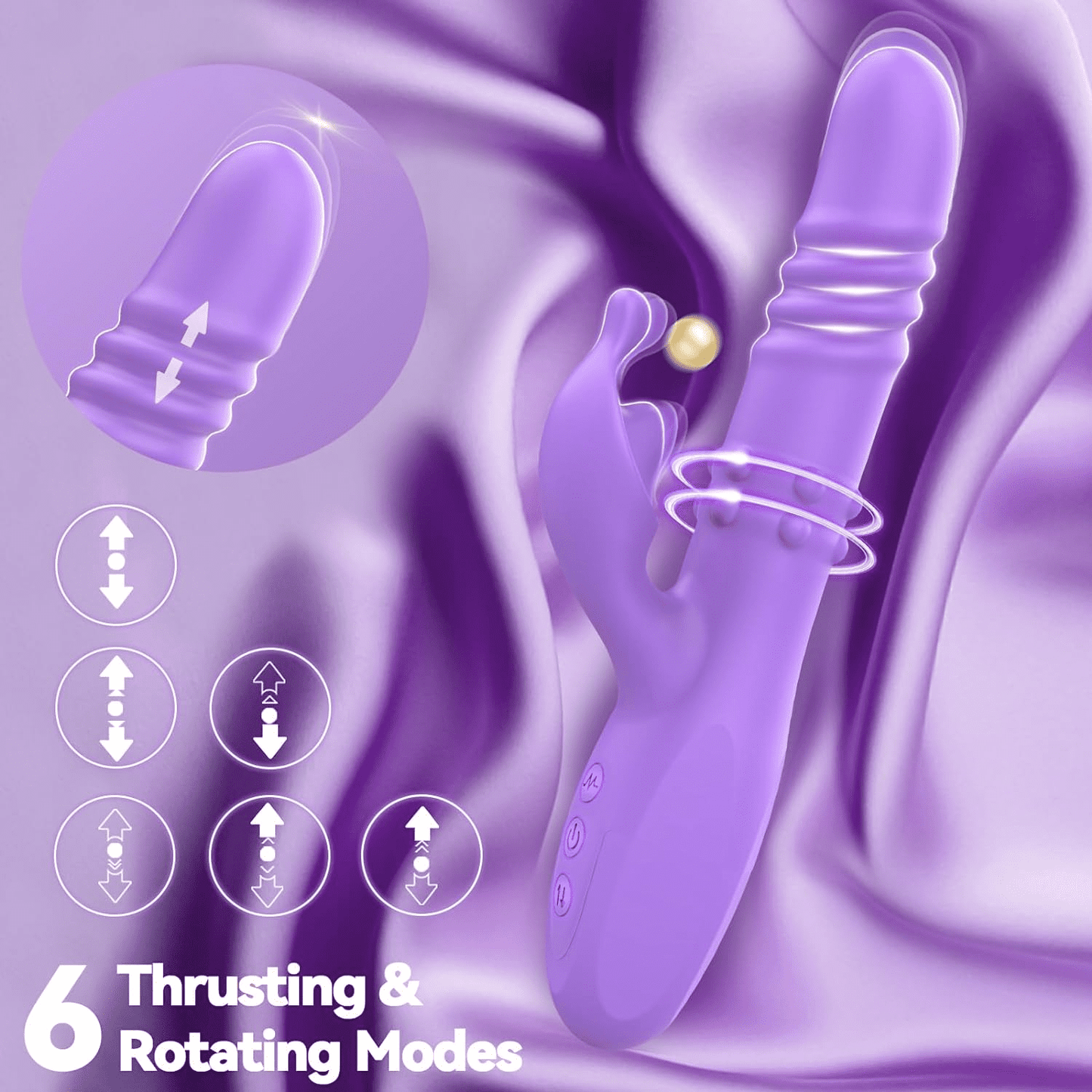 4 in1 Thrusting Dildo Vibrator Adult Toys with 6 Thrusting & Rotating, 10 Vibrating Modes Dildo,Clitoral Stimulator G Spot Vibrator Sex Toys for Couple Women