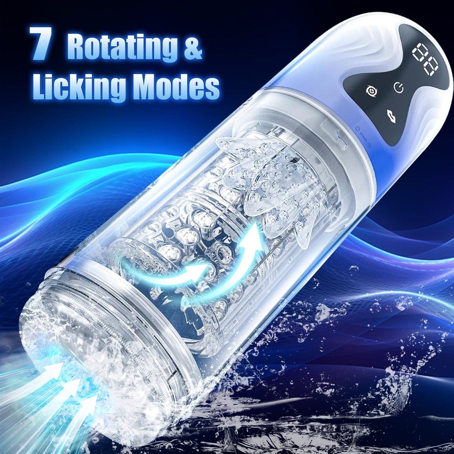 Automatic Male Masturbator Cup with 7 Rotating & 7 Sucking Mode,IPX7 Waterproof Male Strokers,Adult Sex Toys for Men-Blue