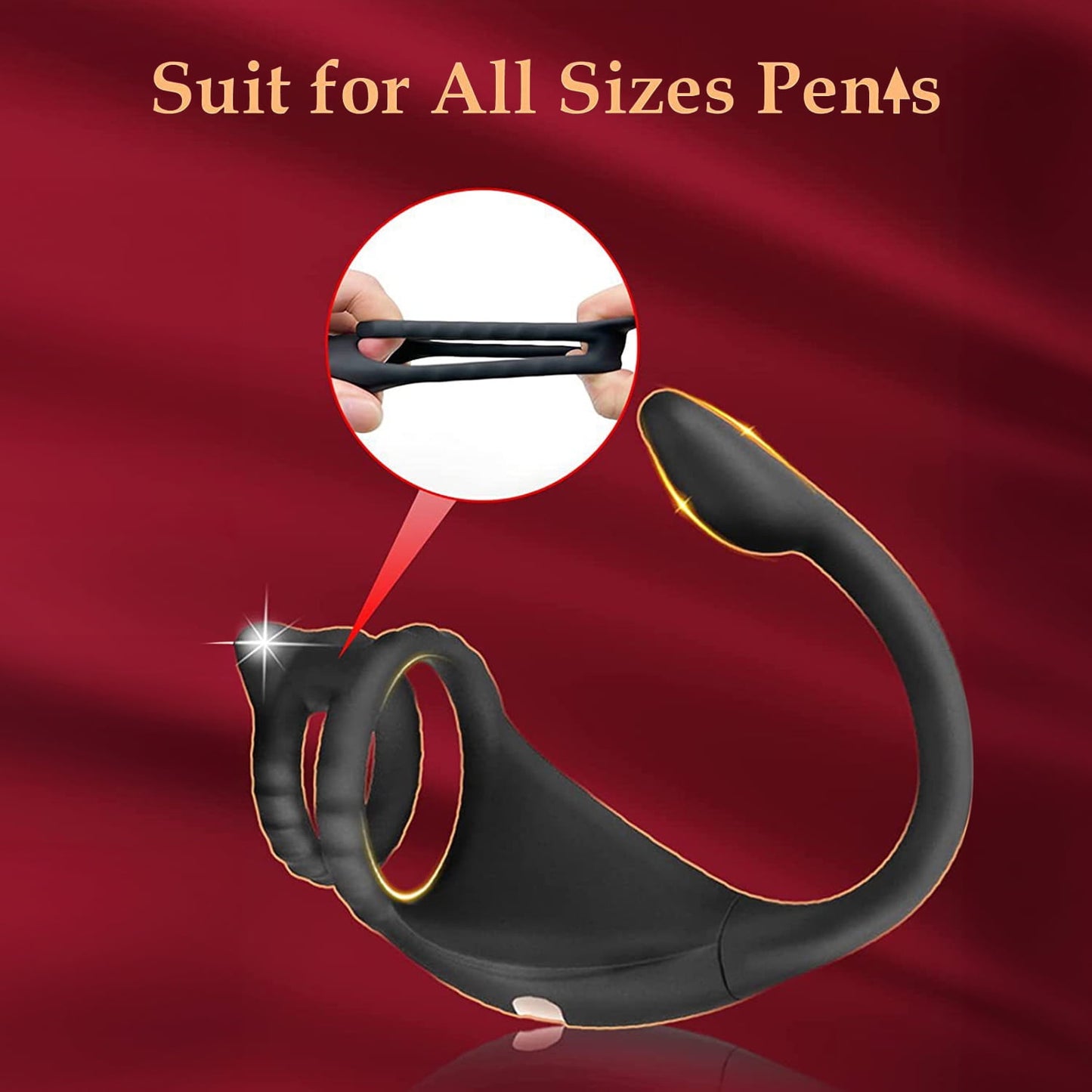 2-in-1 Vibrating Penis Ring with Mini Bullet Anal Plug Vibrator,Remote Control Male Vibrator Sex Toys for Men,Silicone,Black