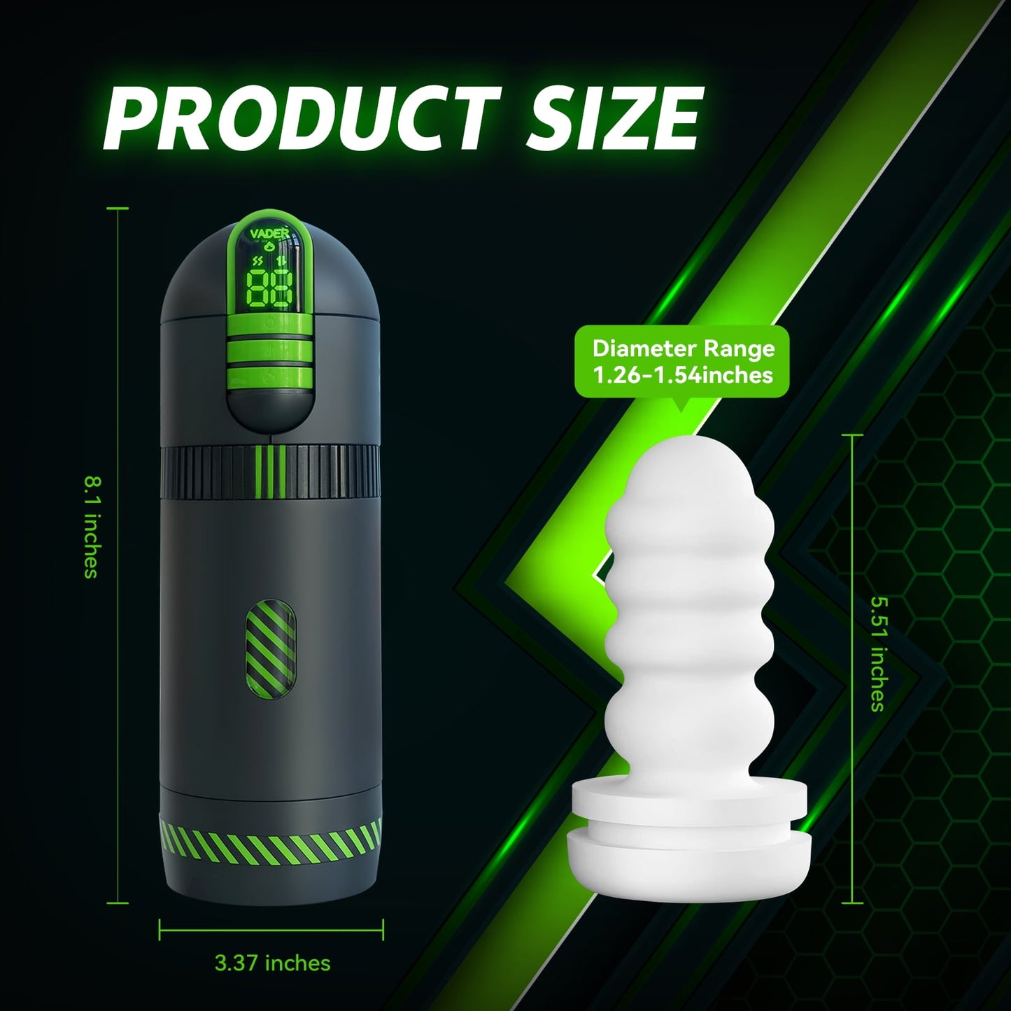 Heating Automatic Male Masturbator Cup,9 Vibrating & 5 Thrusting Male Stroker,Adult Sex Toys for Men-Gray & Green