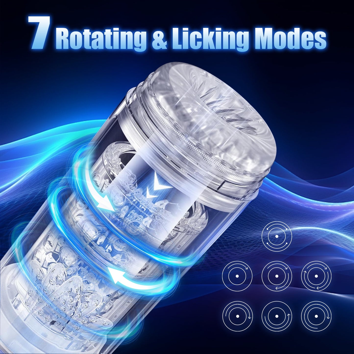 Automatic Male Masturbator Cup with 7 Rotating & 7 Sucking Mode,IPX7 Waterproof Male Strokers,Adult Sex Toys for Men-Blue
