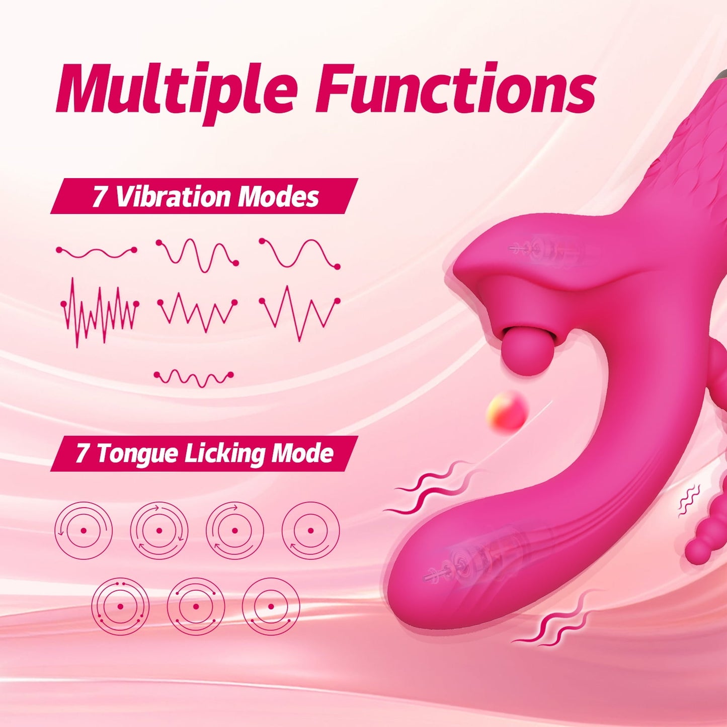 Women Rabbit Vibrator with 7 Pulsing & Vibrating Modes,G-Spot Vibrator Dildo with Anal Beads Plug,Couples Adult Sex Toys(Rose Red)