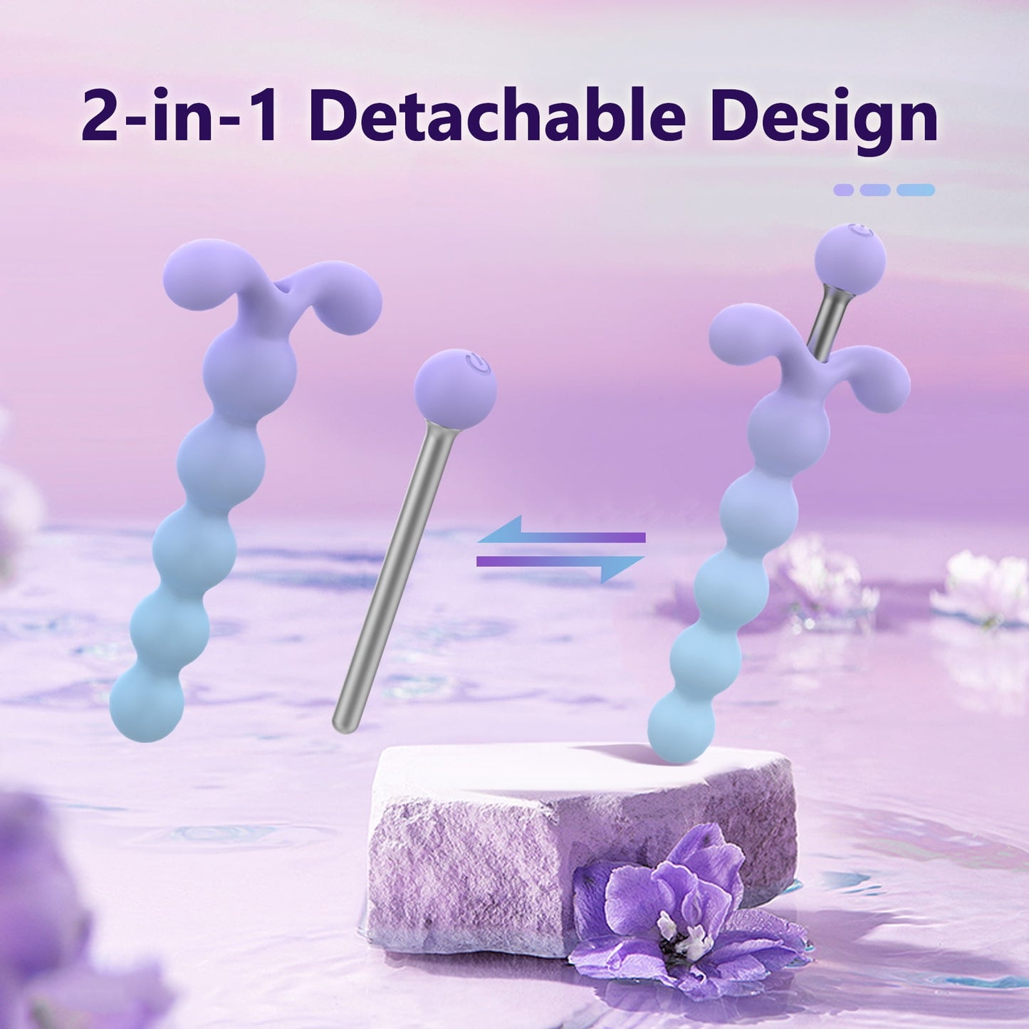 Separable Beads Mini Vibrator Massager Wand with 10 Vibrating Modes,3-in-1 G-Spot Vibrator Clitoral Stimulation & Anal Plug,Women Adult Sex Toys for Couple