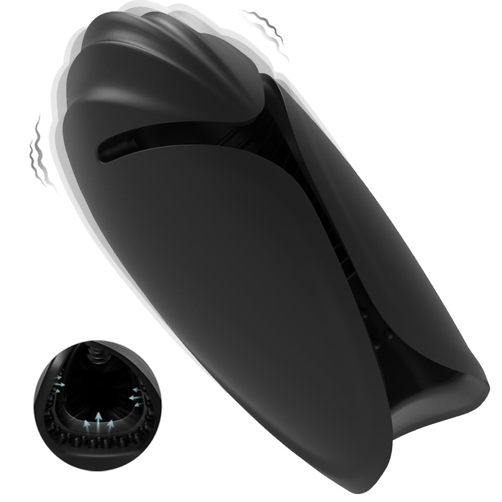 Adjustable Vibrating Male Masturbator,Flexible Stroker for Male with 9 Vibration Modes,Hands-Free Penis Vibrator Adult Sex Toys for Men-Black