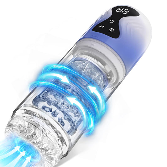 Automatic Male Masturbator Cup with 7 Rotating & 7 Sucking Mode,IPX7 Waterproof Male Strokers,Adult Sex Toys for Men-Blue