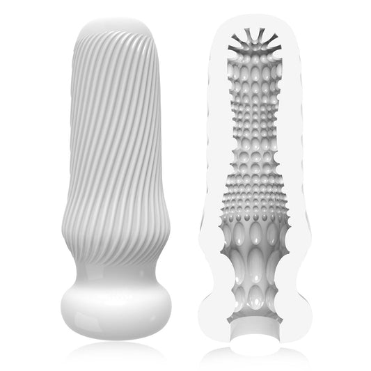 Manual Portable Male Masturbator Cup Without Vibration,Soft Silicone Male Stroker,Adult Sex Toys for Men Couples-White