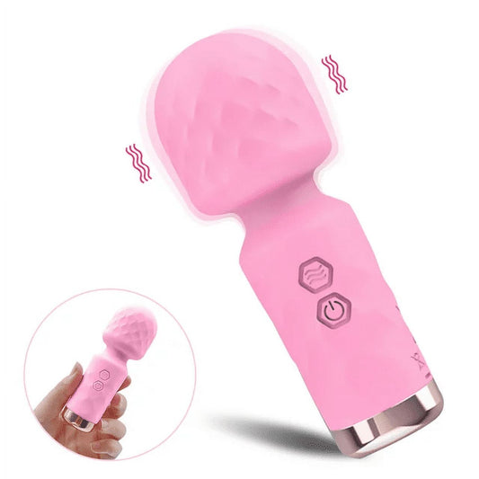 Wand Massager Rechargeable Mini Vibrator with 10  Modes, Clitoris Stimulator Sex Toys for Women-Pink