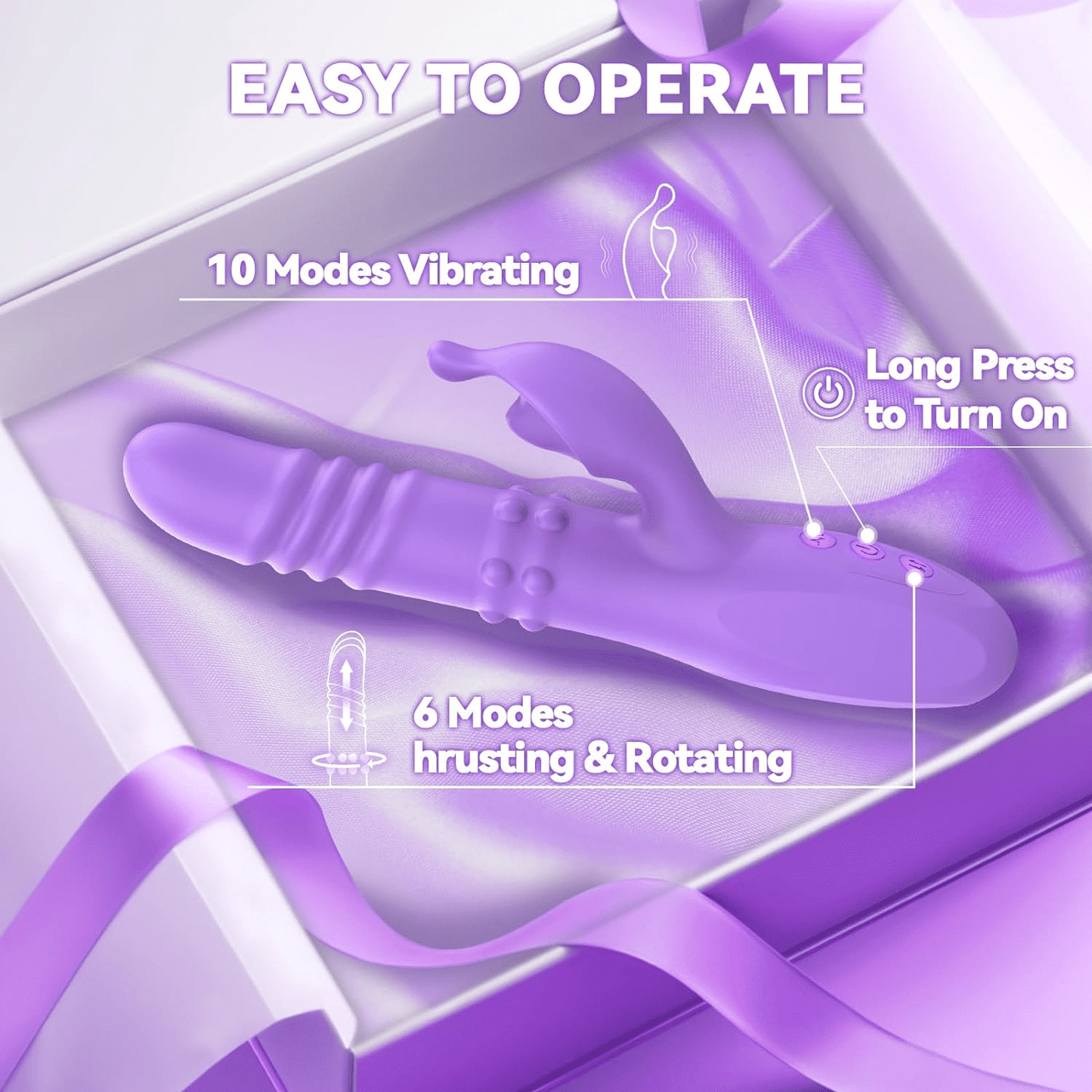 4 in1 Thrusting Dildo Vibrator Adult Toys with 6 Thrusting & Rotating, 10 Vibrating Modes Dildo,Clitoral Stimulator G Spot Vibrator Sex Toys for Couple Women