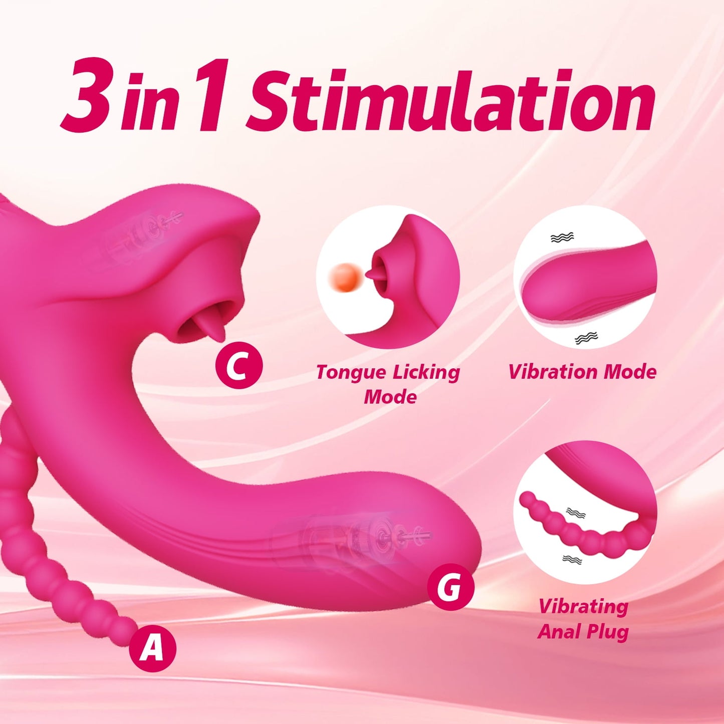 7 Licking & 7 Vibrating Mode Rabbit Vibrator,Women G-Spot Vibrator Dildo with Butt Plug Anal Beads,Adult Sex Toys for Couples(Rose Red)