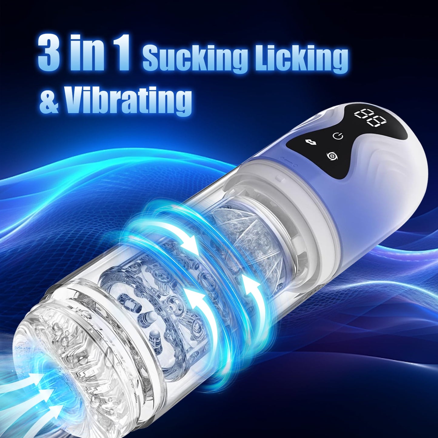 Automatic Male Masturbator Cup with 7 Rotating & 7 Sucking Mode,IPX7 Waterproof Male Strokers,Adult Sex Toys for Men-Blue