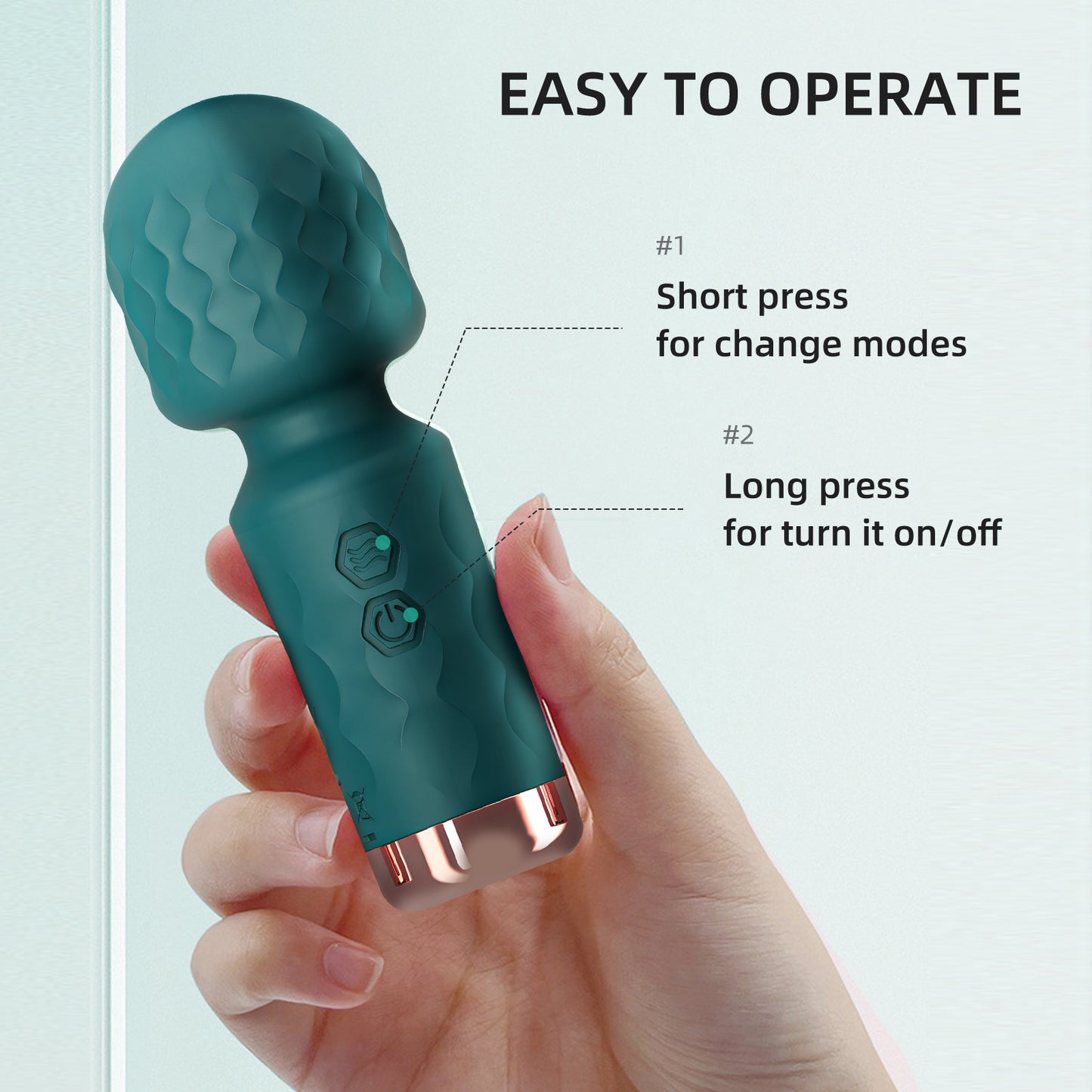 Wand Massager Rechargeable Mini Vibrator with 10 Modes,Clitoris Stimulator Sex Toys for Women-Green