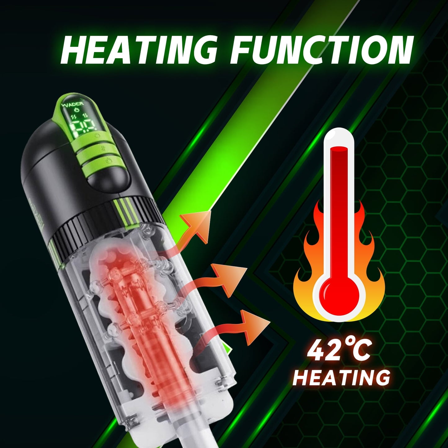 Heating Automatic Male Masturbator Cup,9 Vibrating & 5 Thrusting Male Stroker,Adult Sex Toys for Men-Gray & Green