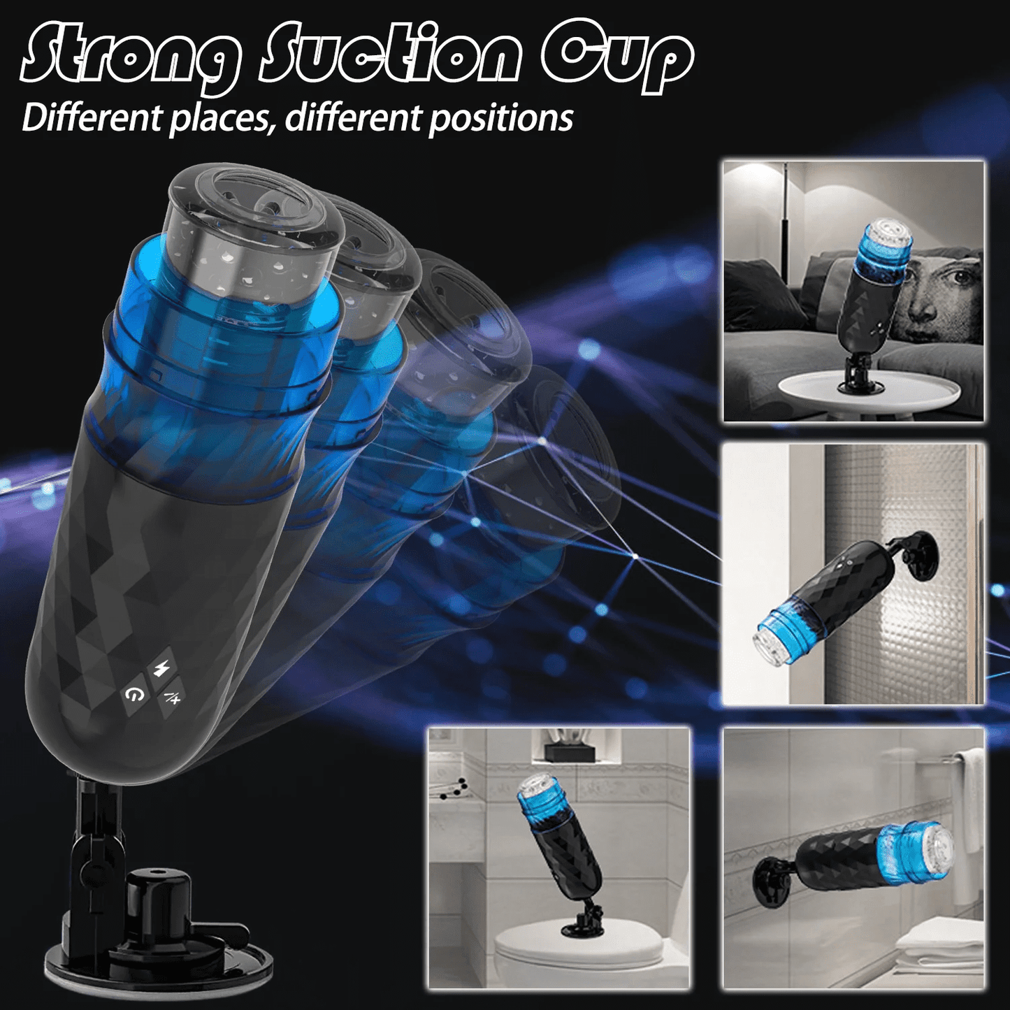 Audlt Sex Toys Automatic Male Masturbator Cup,3 Thrusting & 7 Rotating Modes with Suction Cup,Male Stroker Sex Toys for Men,Black