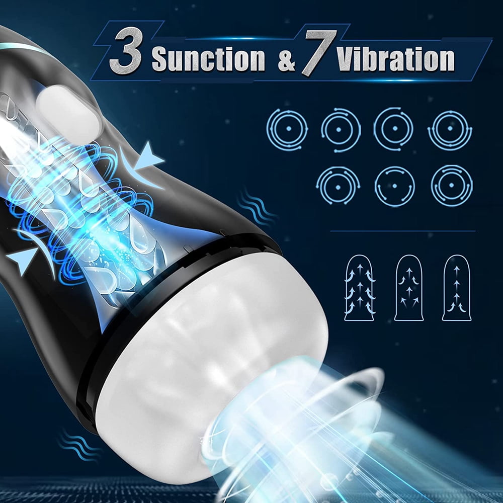 Automatic Sucking Male Masturbators Cup Adult Sex Toys for Men,7 Vibration & 3 Suction Hands Free Electric Pocket Male Stroker Black